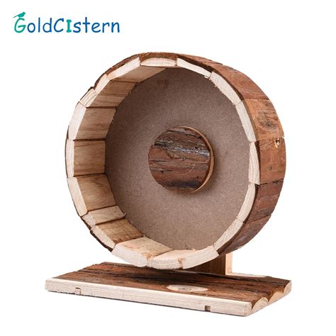 Hamster Running Wheel Natural Living Cute Wooden Chew Toys Exercise Wheel for Hamsters ...