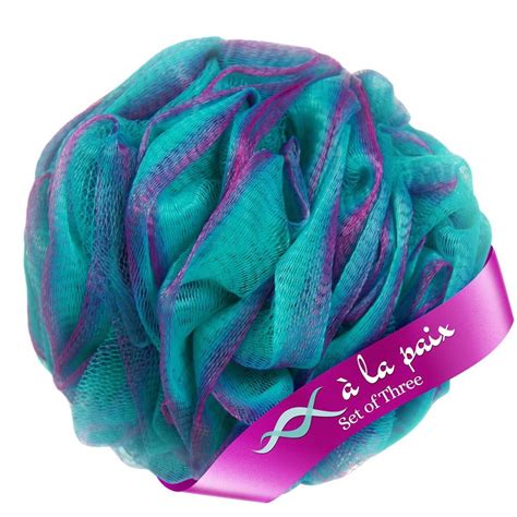 Loofah Bath Sponge XL 70g Set of 3 Tropical Colors by À La Paix -Soft Exfoliating Shower Lufa ...