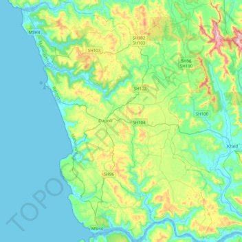 Dapoli topographic map, elevation, relief