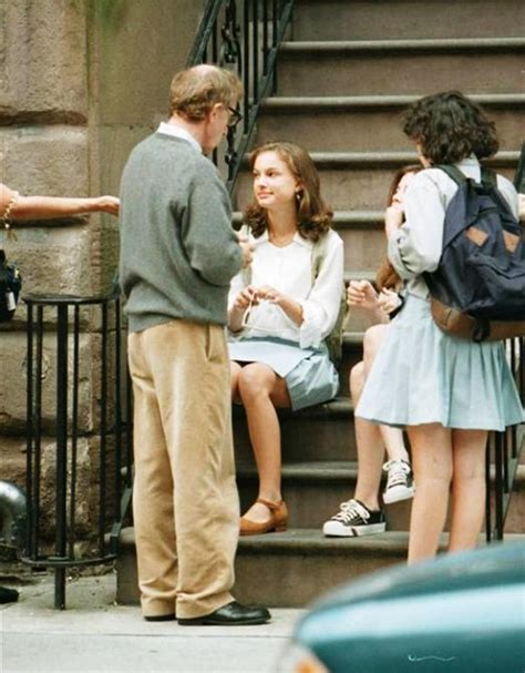 On the set of "Everyone Says I Love You", 1996. L to R: Writer/director ...