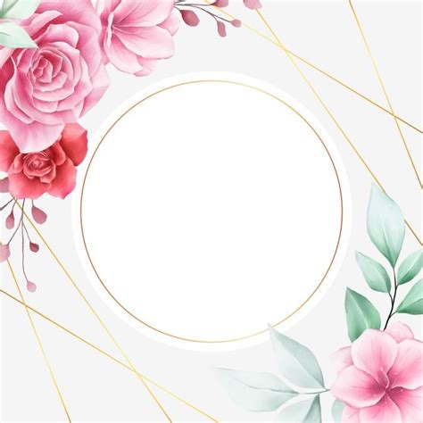 Elegant Round Frame Vector PNG Images, Elegant Floral Border With White Round Frame, Watercolor ...