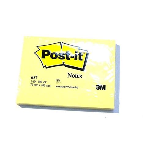 3M Post-it Notes 657, 3 x 4 inches, Canary Yellow