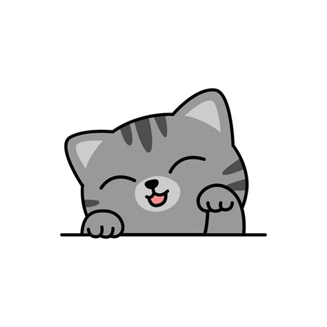 Cute gray cat cartoon, vector illustration 3430183 Vector Art at Vecteezy