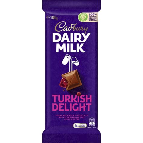 Cadbury Dairy Milk Turkish Delight Chocolate Block 180g | Woolworths