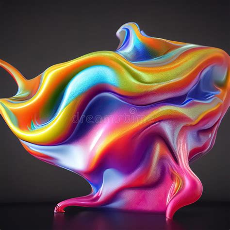 Rainbow Colors Realistic Liquid Plastic Dynamic Wavy Fluid Abstract Background Stock ...