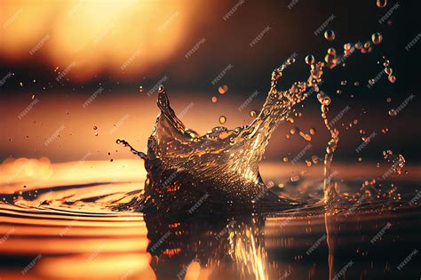 Premium Photo | Water splash in sunset