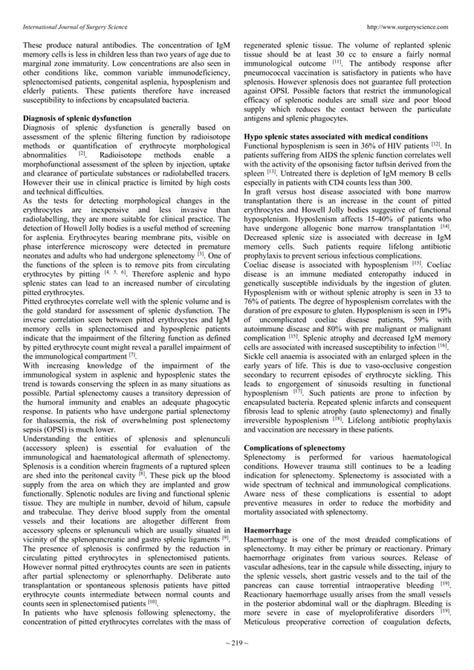 Complications of splenectomy | PDF