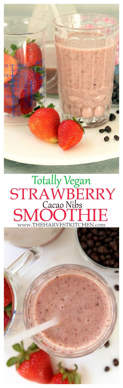 Vegan Strawberry Cacao Nibs Smoothie | Recipe | Cacao nibs smoothie, Vegan smoothie recipes ...