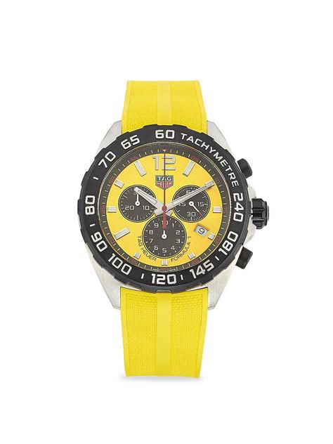 Tag Heuer Formula 1 Stainless Steel & Rubber Strap Watch in Yellow | Lyst