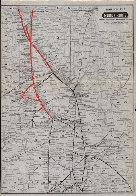 1920 Antique Monon Route Railroad Map Chicago Indianapolis and - Etsy