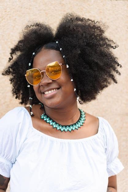 Premium Photo | Trendy black woman in casual outfit and glasses