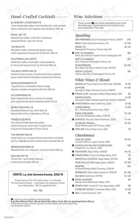 Menu at Fleming’s Prime Steakhouse & Wine Bar, Akron