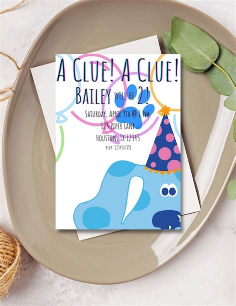 Custom Blue's Clues Birthday Invitation A Clue Blue Party | Etsy