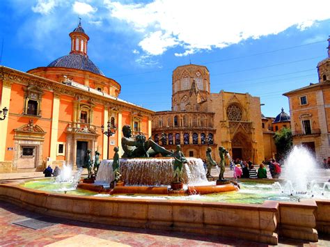 Plaza de la Virgen - Plaza de la Virgen, the old town of Valencia, Spain In the background, from ...