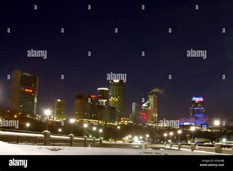 Skyline of Niagara Falls, Ontario, Canada lit at night Stock Photo - Alamy