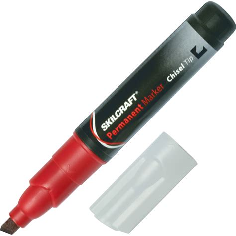 SKILCRAFT Permanent Markers, Chisel Point, Red, 12/Pack | OfficeSupply.com