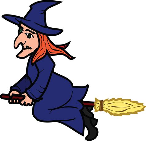 Free Clipart Of A flying witch