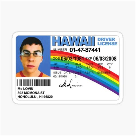 "SuperBad // McLovin ID card " Sticker for Sale by DrMemes | Redbubble