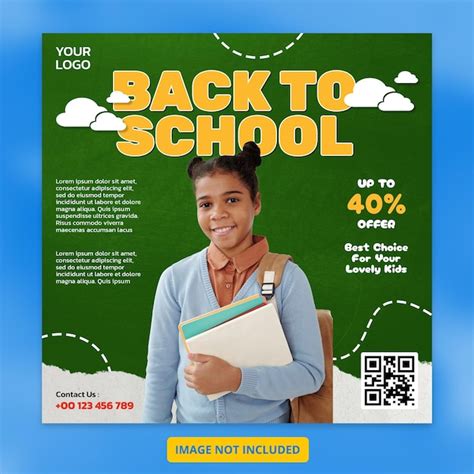 Premium PSD | Back to school banner template for social media post