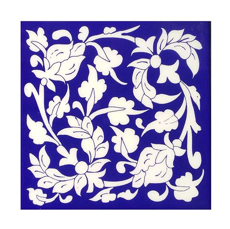 Shiv Kripa Blue Art Pottery Decorative Ceramic Traditional Tiles (6 X 6 ...