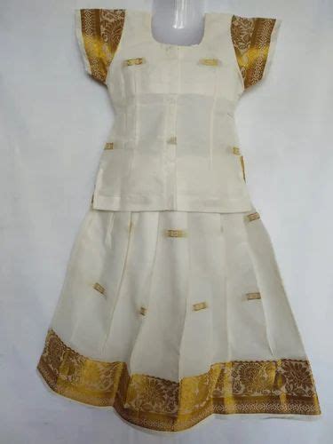 White And Golden Kids Silk Pattu Pavadai, Size: Medium at Rs 280/piece in Thiruvananthapuram