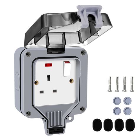 Buy Single Outdoor Socket Waterproof Socket, Wall Electrical Outlets, IP66 13Amp 1 Gang Switched ...