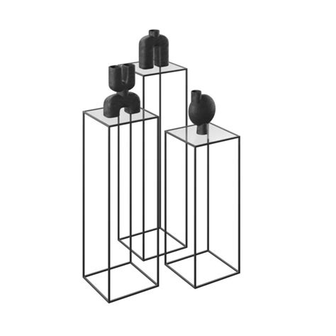 Linea Pedestal Black Small (Clear Glass) | Rental | FormDecor