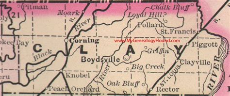 Clay County, Arkansas 1889 Map | Clay county, Map, Genealogy map