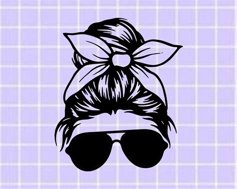 Messy Bun SVG Sunglasses SVG png eps dxf | Etsy