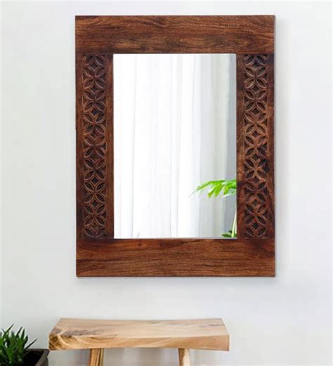 Buy Solid Wood Rectangle Wall Mirror in Brown at 25% OFF by WoodenMood | Pepperfry