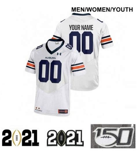 Auburn Tigers Custom Name and Number Football Jersey White - Top Design Fan