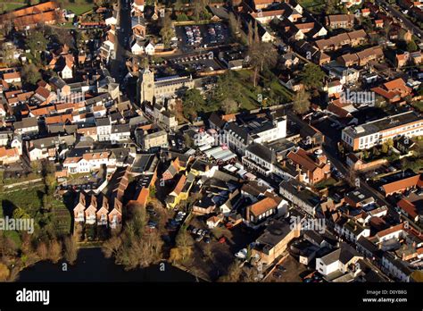 aerial view of Diss market town centre, Norfolk Stock Photo - Alamy