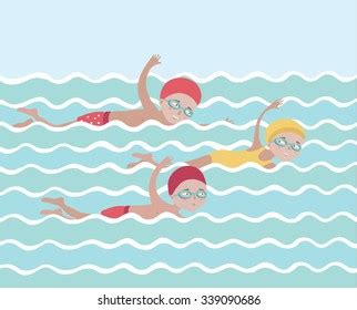 Vector Illustration Children Swimming Competition Stock Vector (Royalty ...