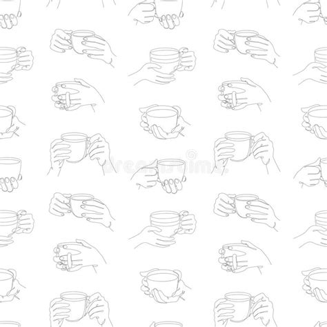 Hand Drawn Hand Drawn and Vintage Cup of Tea Seamless Pattern. Coffee ...