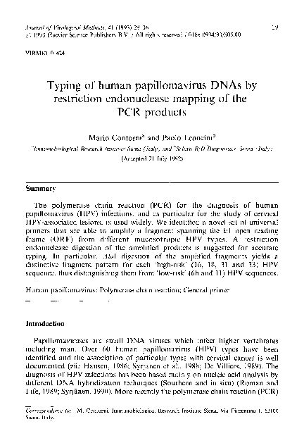 (PDF) Typing of human papillomavirus DNAs by restriction endonuclease ...