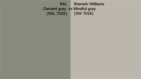 RAL Cement grey (RAL 7033) vs Sherwin Williams Mindful gray (SW 7016 ...