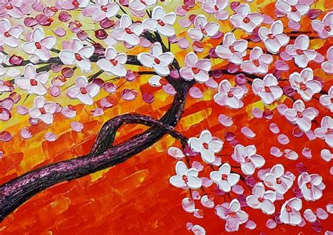 Flower Tree Painting, Canvas Wall Art, Flower Painting, Large Art, Can – artworkcanvas
