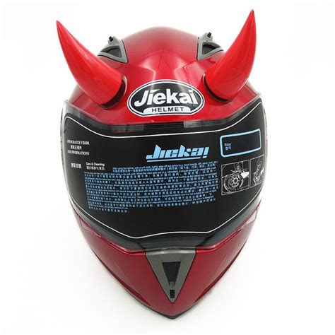 NEW Men's JIEKAI Motorcycle helmet Devil Horns Demon horn helmets Flip up winter Double visor ...