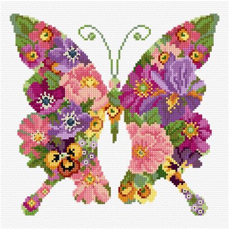 LJT196 Floral butterfly — Blackwork — Lesley Teare