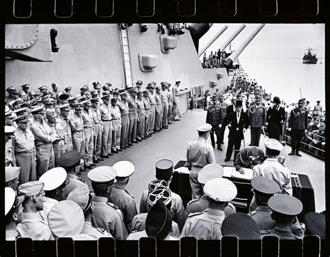 The Japanese surrender on board the U.S.S. Missouri in Tokyo Bay on ...