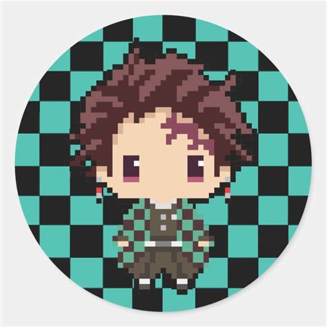 Kimetsu No Yaiba Demon Slayer Tanjiro Kamado Pixel Classic Round ...