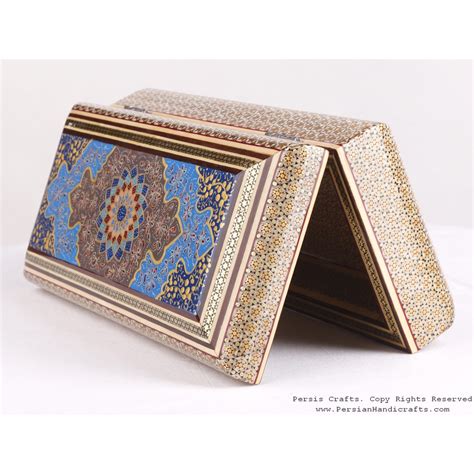 Khatam Jewelry Box with Tazhib Painting - HKH3602 - Persiada