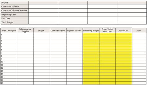 Home Renovation Budget Template Excel - BEST HOME DESIGN IDEAS