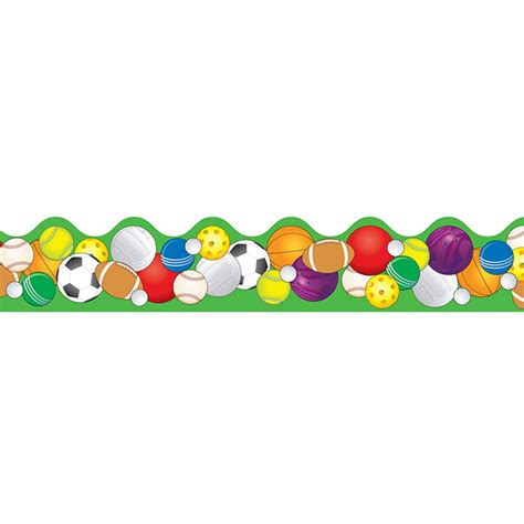 Sports Balls Scalloped Borders - CD-1233 | Carson Dellosa | Classroom Decorations,Border/trimmer