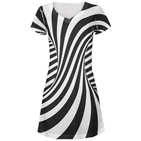 Old Glory - Trippy Black And White Swirl All Over Juniors V-Neck Dress - Walmart.com