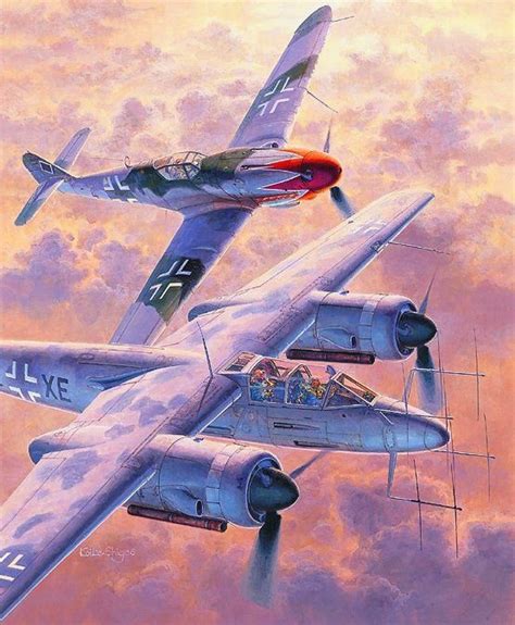 Focke Wulf Ta 154A-0 & Messerschmitt Bf 109K-4 by Shigeo Koike More ...