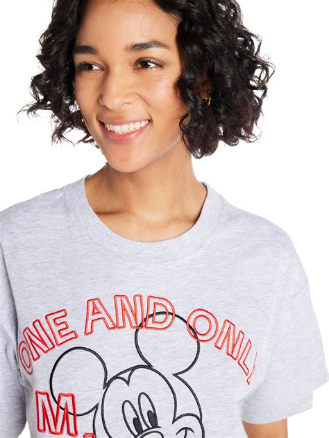 Mickey Mouse Juniors’ Graphic Tee with Embroidery, Sizes XS-3XL - Walmart.com