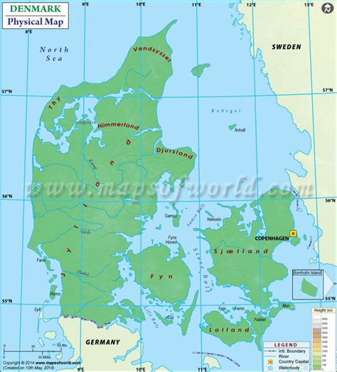 Physical Map of Denmark