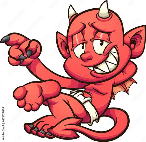 Red devil lying down cartoon character. Vector clip art illustration ...