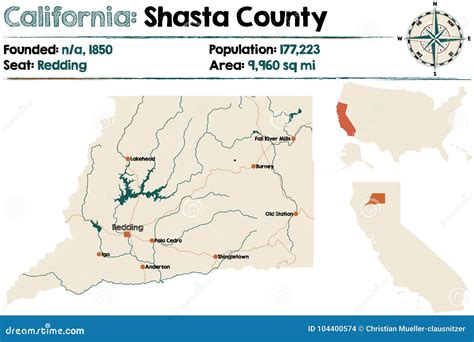 Shasta County in California Stock Vector - Illustration of state ...